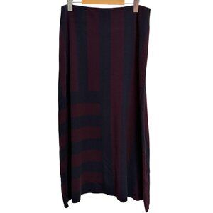 COS 100% Wool Burgundy and Navy Midi Skirt Size M